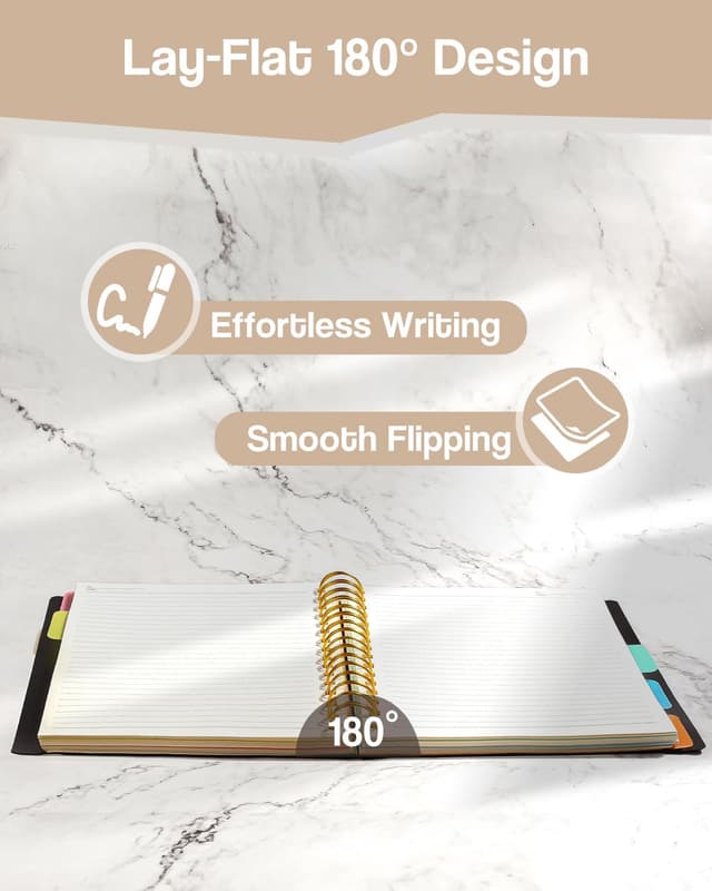 Detalle 2 de ihaspoko A5 Notebook with Dividers (300 pages) – 100GSM spill-proof paper & PVC hard cover