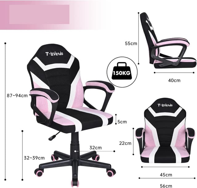 Detalle de Silla Gaming infantil ergonómica con ruedas