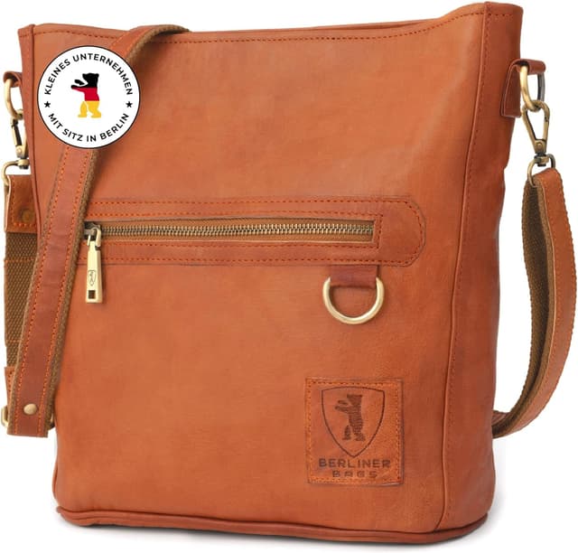 Detalle de Berliner Bags Vintage Schultertasche Siena – mittelgroße Umhängetasche aus Leder (braun)