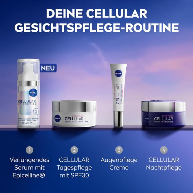 Detalle 2 de NIVEA CELLULAR Expert Filler & Epigenetics Set: Tagescreme, Nachtcreme & Serum (Geschenkset)