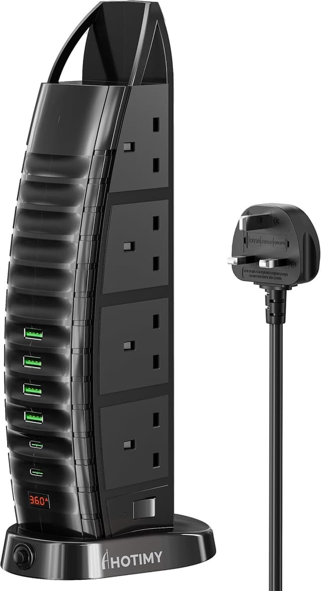 Detalle de Tower Extension Lead with USB Slots 2M, 8 Way Outlet