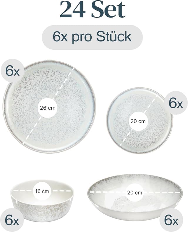 Detalle de Steingut Geschirrset 6 Personen Ibiza 24 tlg