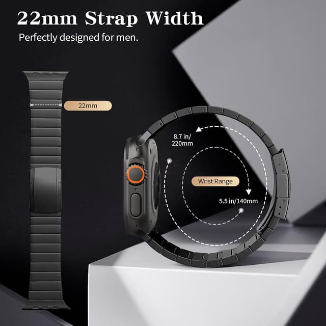 Detalle 2 de TiMOVO Titanium Strap for Apple Watch (Ultra 3/2/1, Series 11–1) Detachable Metal Band, Black