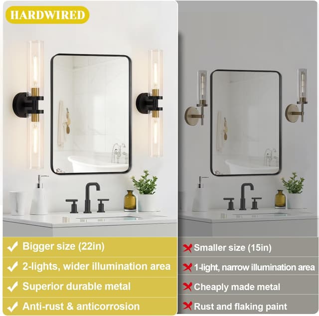 Detalle 2 de Indoi Wall Sconces 22" Black Gold Set