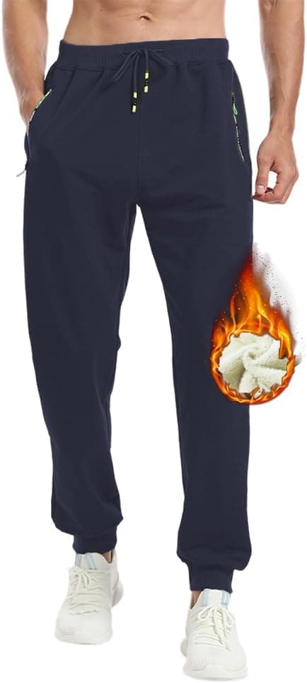 Detalle de ZOXOZ Pantalon de jogging homme hiver imperméable doublé polaire, cordon et poches zippées