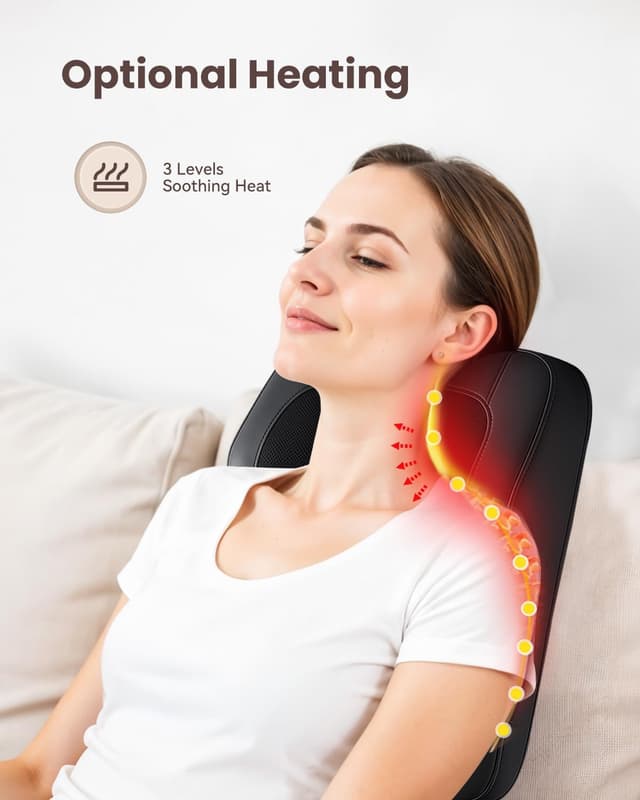 Detalle de COMFIER Back Massager with Heat – Shiatsu Neck & Back Massage Pillow with Kneading Nodes