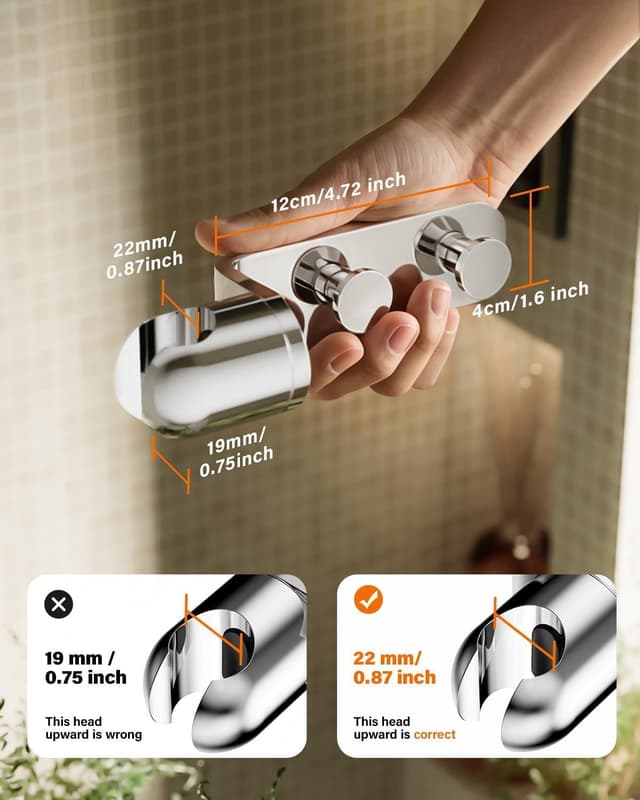 Detalle 2 de Cobbe Shower Head Holder 360° chrome mount
