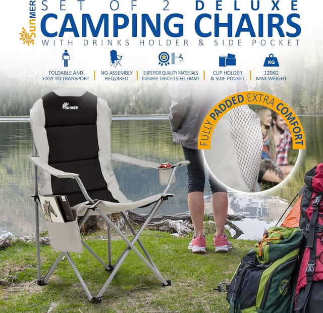 Detalle de SUNMER Padded Camping Chairs set of 2 120kg