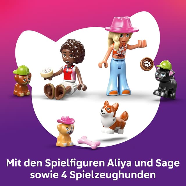 Detalle de LEGO Friends Hundekuchenbäckerei 42677 – Kinder-Einkaufsladen mit 2 Mini-Puppen, 4 Tierfiguren & Zubehör