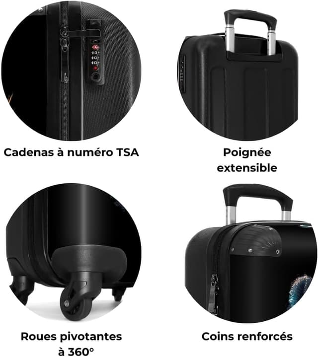 Thumbnail 6 de Valise cabine 55x35x25 cm NoBoringSuitcases.com à roulettes (Panda - Rose) et serrure à combinaison