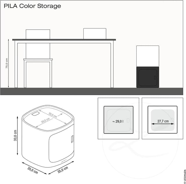 Thumbnail 2 de Lechuza PILA Storage 35x35x33 cm Schiefergrau