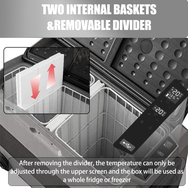 Detalle 2 de Alpicool T50 da 50 litri: frigorifero/congelatore portatile 12/24V per auto, RV e campeggio