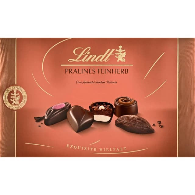 Detalle de Lindt Pralinés Noirs Feinherb Schachtel (12 Pralinen) – 125 g