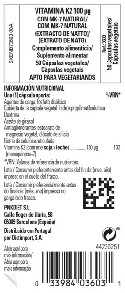 Detalle 2 de Solgar Vitamina K2 100 mcg 50 cápsulas