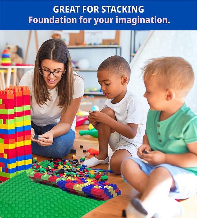 Detalle de Große Bauplatte 38,4 × 38,4 cm im 3er-Set (kompatibel mit Classic Platten) – Grün/Grau/Hellgrün