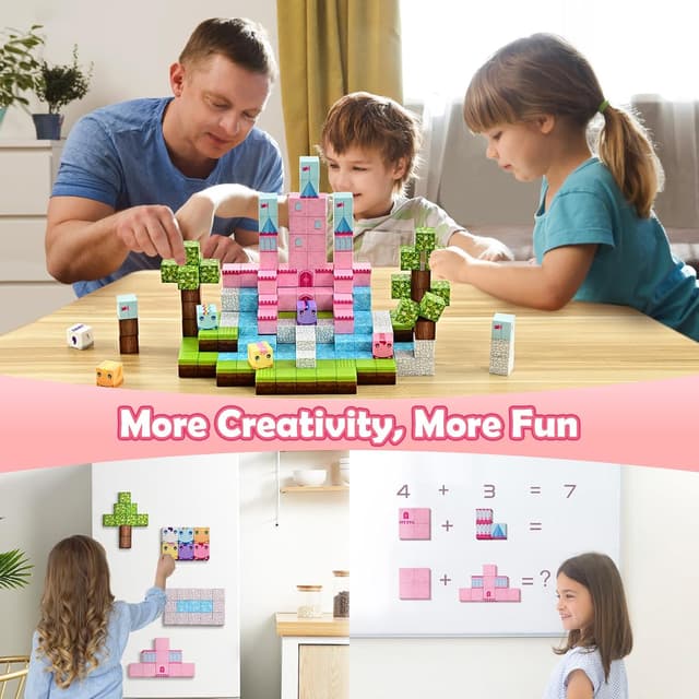 Detalle de 100pcs Magnetic Castle Building Set for Kids 🧩