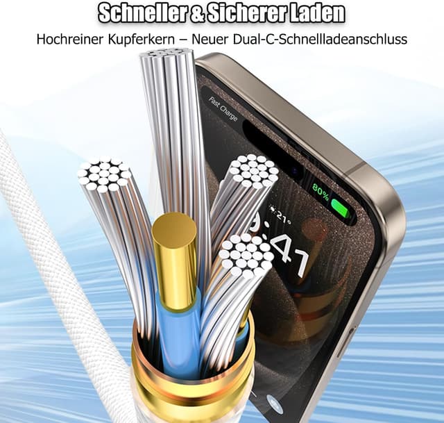 Thumbnail 6 de 2er-Set 25W USB‑C Ladegerät für iPad & iPhone + 2m USB‑C Kabel (PD 3.0) – Schnelles Laden für unterwegs