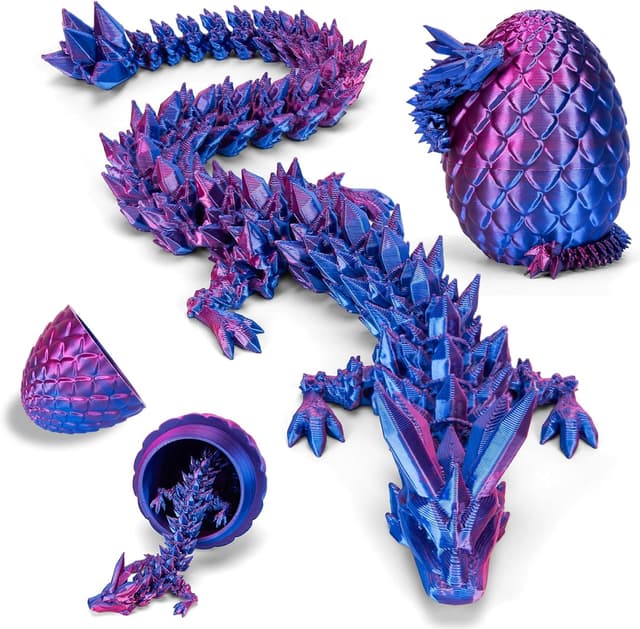 Detalle de YILCER 12" 3D Printed Dragon Egg & Reinforced Dragon Joints (Laser Purple) — drop-proof fidget toy