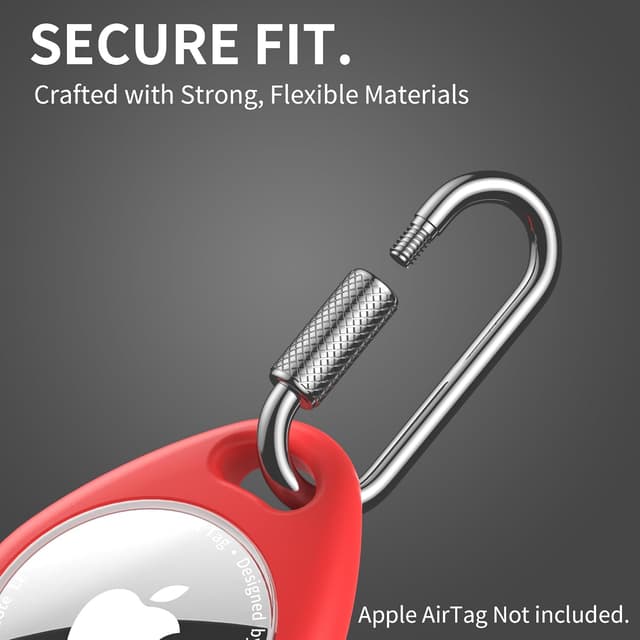 Detalle de Air Tag Holder Keychain TPU Case + Metal Carabiner (4-Pack) for Apple Air Tag 1st/2nd Gen