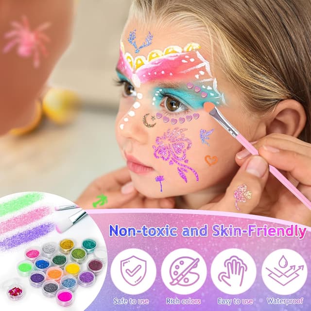 Thumbnail 4 de Glitzer Tattoo Set Gigmeta 18 Farben