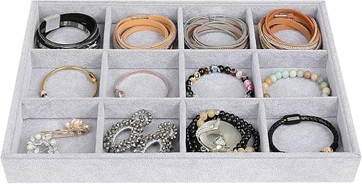 Imagen de Emibele Organizador de Joyas con 12 Compartimentos, Gris 💍 en OfertitasTOP