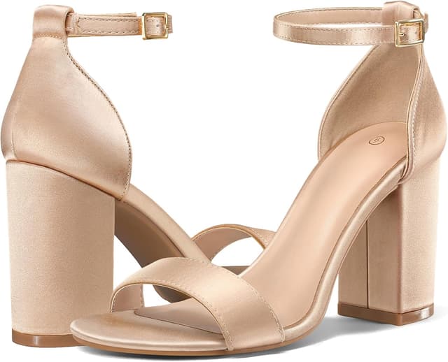 Detalle de COASIS Women’s Chunky Block Heels Open Toe Ankle Strap Sandals (3.5-Inch Heels)