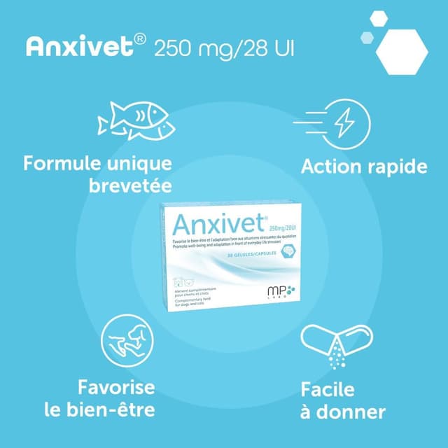 Detalle de MP Labo Anxivet 250 mg pour chiens et chats