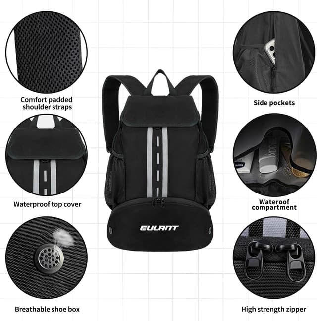 Detalle de EULANT Upgraded Football Backpack with Shoe Compartment and Wet Dry Separation
