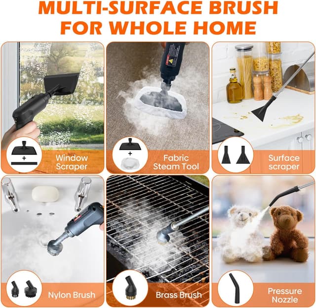 Thumbnail 6 de Koutop Steam Cleaner for Home & Car Portable Handheld Steamer with 3-Level Handle, 15s Heat-Up, 16 Accessories