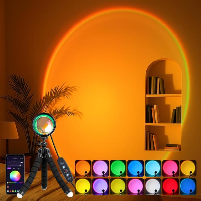 Detalle de Kangtaixin Sunset Lamp RGB – Sonnenuntergang-Lampe mit App-Steuerung und 360° drehbarem LED-Projektor
