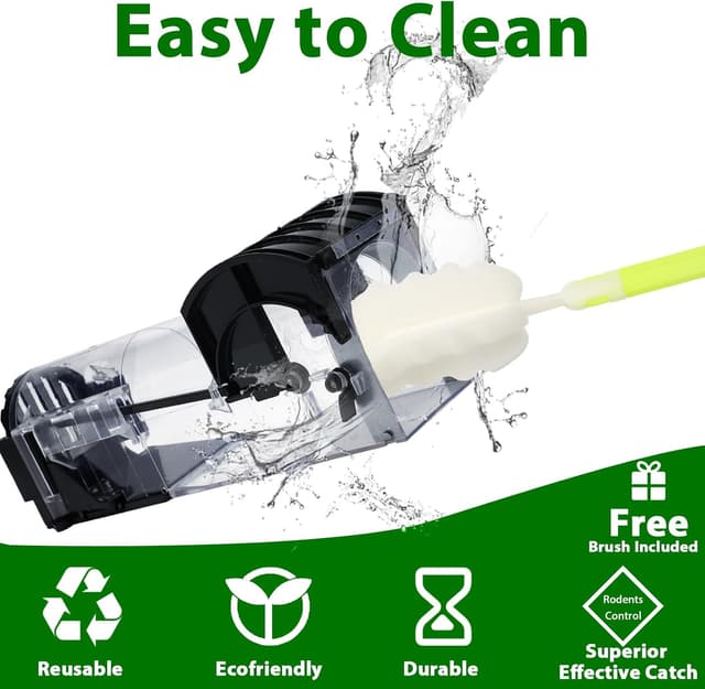 Detalle 2 de 4-Pack humane live mouse traps for indoors and outdoors (touchless release) with cleaning brushes