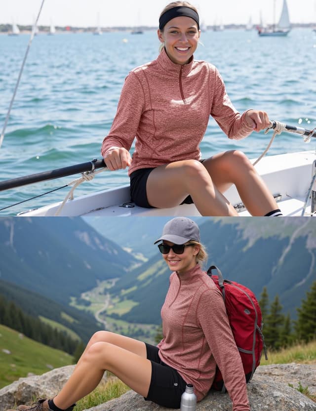 Detalle de Terecey Tee Shirt Sport femme à manches longues avec zip 1/4