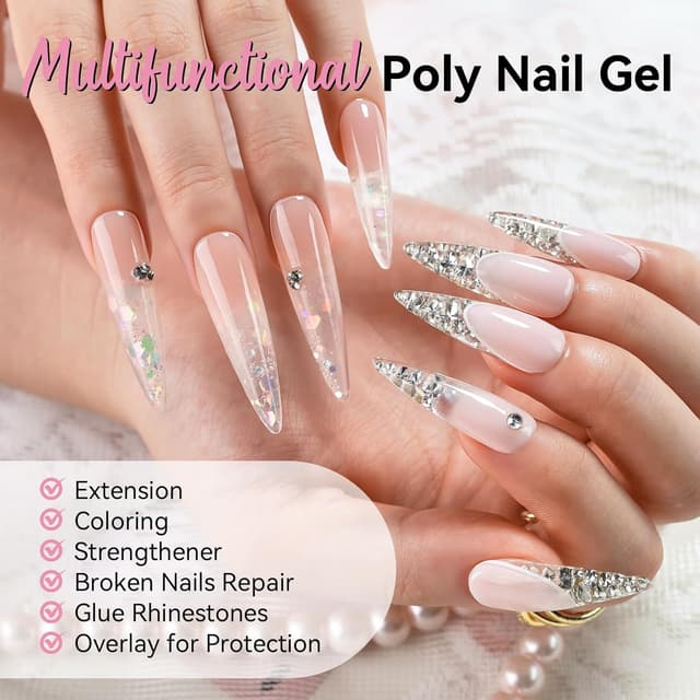 Detalle 2 de Makartt Hema-Free Poly Nail Gel Clear (50ML) — poly gel builder for natural-looking strength and 3D nail art