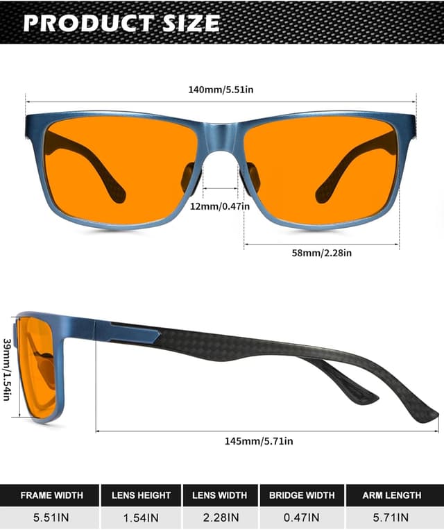 Detalle de ANYLUV Blue Light Blocking Glasses for Men (Lightweight Al-Mg Metal Frames)