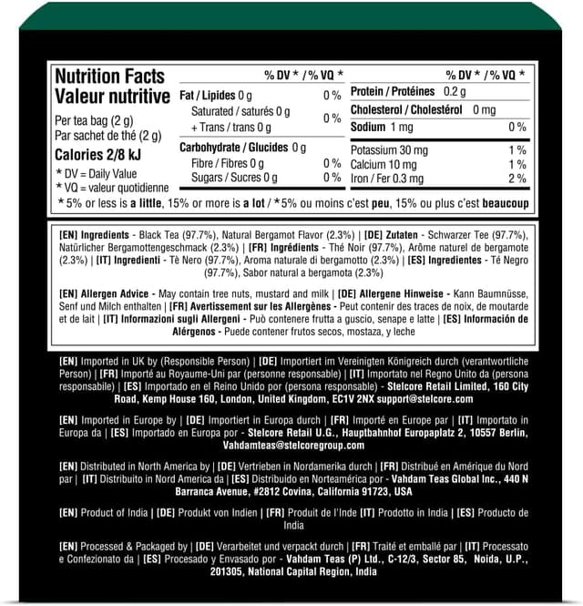 Detalle 2 de VAHDAM Earl Grey Citrus Té Negro 🍋 Sin Bergamota, 30 Piramidales