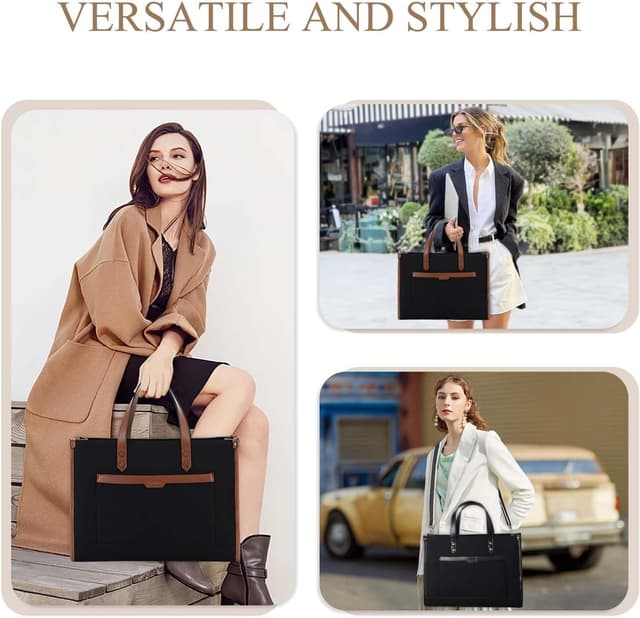 Detalle 2 de RAVUO Canvas Laptop Tote Bag for Women (Fits 15.6 Inch Laptops)