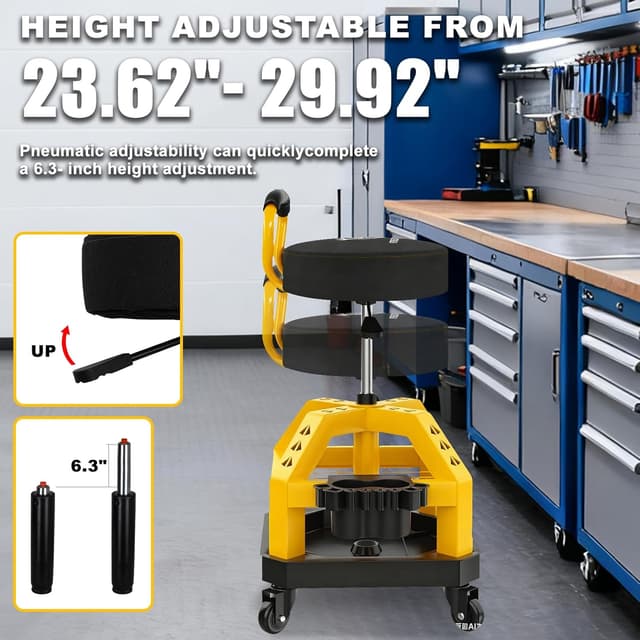 Detalle 2 de FREEKYROCK Rolling Shop Stool 330 LBS