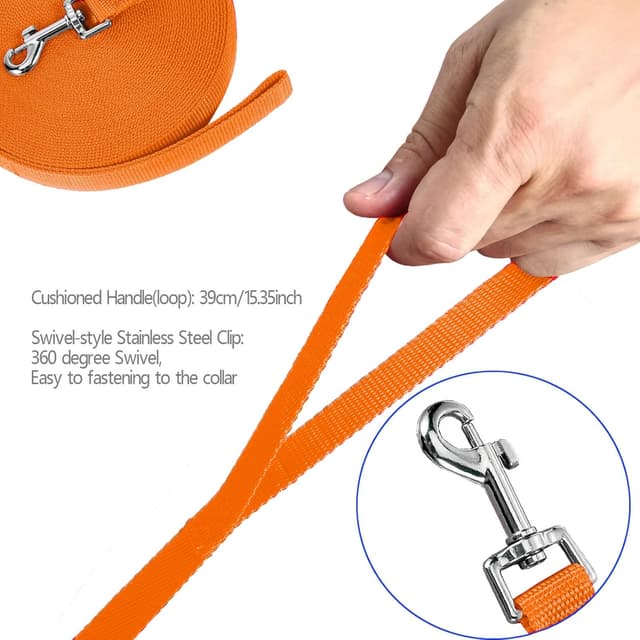 Detalle de NavoX laisse de dressage pour chien longue en nylon solide, 5 m (orange)