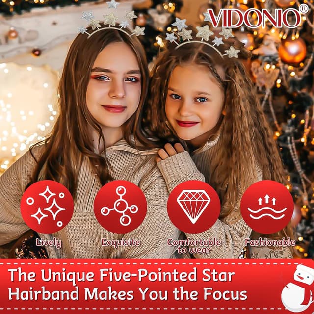 Thumbnail 4 de vidonio Christmas Headband with Glitter Stars