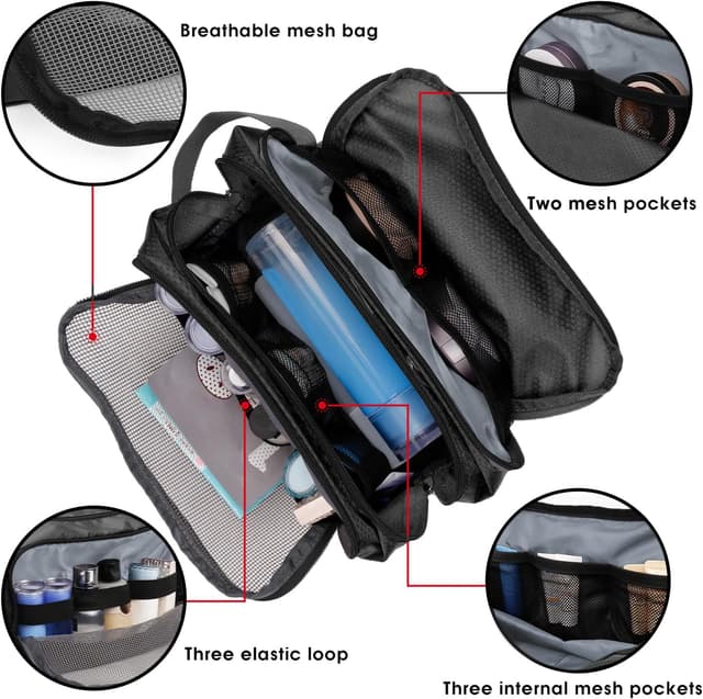 Detalle de WANDF Herren Kulturbeutel auf Reisen – leichter Toilettenorganizer mit wasserabweisendem Nylon