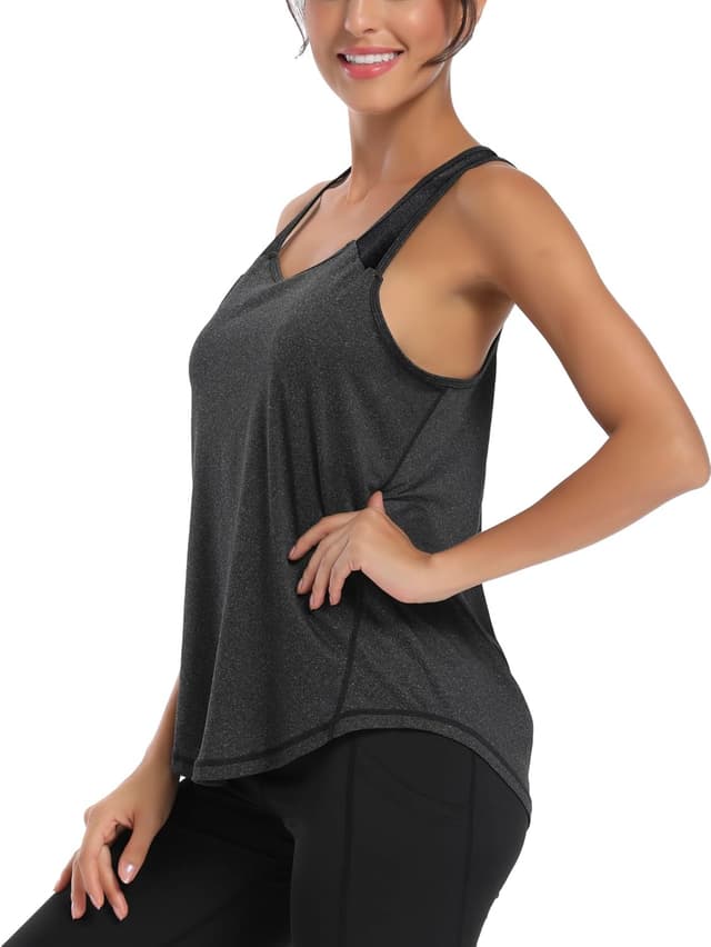 Detalle 2 de Dawnrole women’s racerback gym tops – sleeveless yoga and fitness sports top