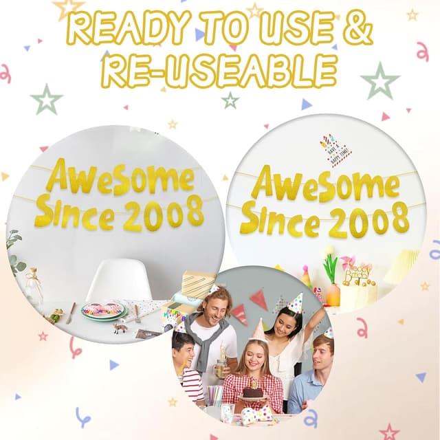 Thumbnail 6 de Lanstorm 18th Birthday Banner Gold Glitter