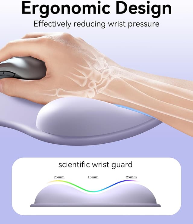 Detalle 2 de Giecy Mouse Pad with Gel Wrist Rest (Purple) — ergonomic wrist support for office and home