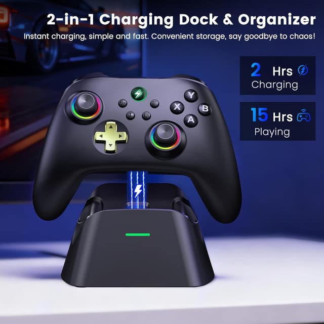 Detalle 2 de BEBONCOOL GAMING PC Wireless Controller with Charging Station (1000Hz, RGB, Hall joystick, 1000mAh)