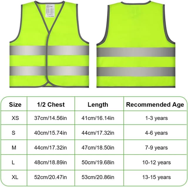 Detalle de Set da 2 giubbotti/gilet di sicurezza AYBUY per bambini con strisce catarifrangenti ad alta visibilità