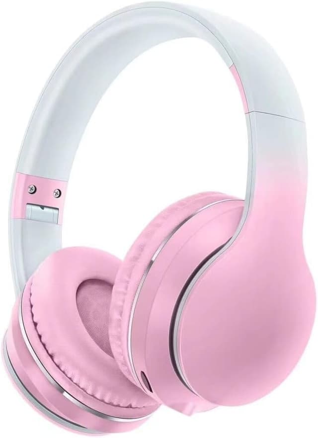 Detalle de Usoun Bluetooth Over-Ear Kids Headphones (Pink) with Mic, Foldable Wireless/Wired, TF Card