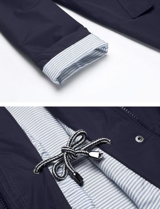 Detalle de Lomon Women’s Waterproof Long Hooded Raincoat Trench Coat (Lined Windbreaker) — Travel Jacket, S-XXL