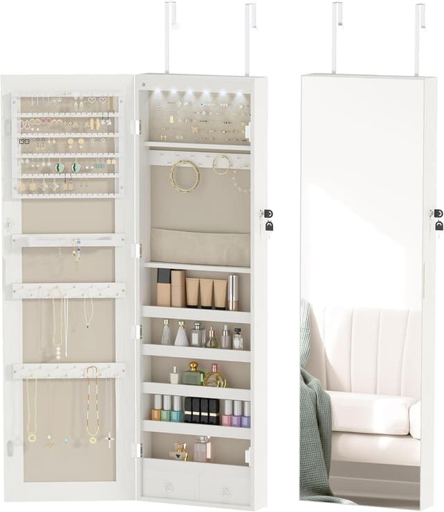 Detalle de HOMCOM Espejo Joyero con Luz LED 37x10x120 cm