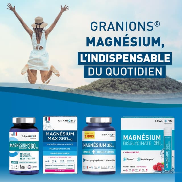 Detalle de Granions Magnesium Bisglycinate 360 mg + Vitamine B6 en shots (10 doses) – adulte, anti-stress et anti-fatigue