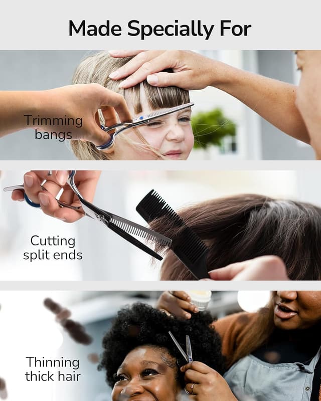 Detalle de ULG Linkshänder-Haarschneideschere (Ausdünnungsschere) – 16,5 cm, japanischer Edelstahl